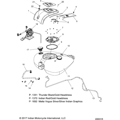 Fuel System, Fuel Tank Asm. All Options - 2018 Indian Chieftain Classic Schematic-26828 OEM Schematic