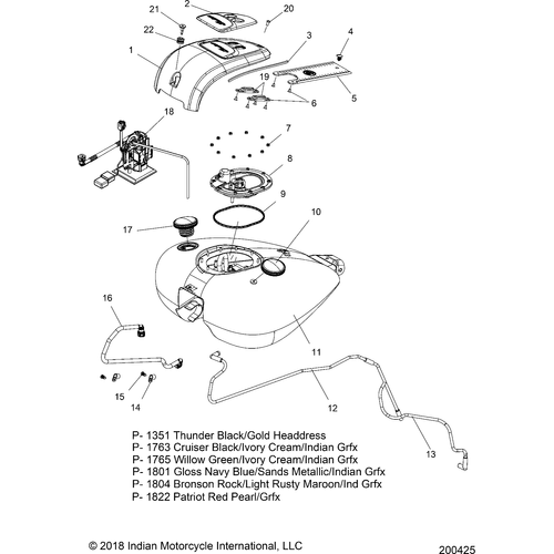 Fuel System, Fuel Tank Asm. All Options - 2019 Indian Chieftain Classic Schematic-25940 OEM Schematic