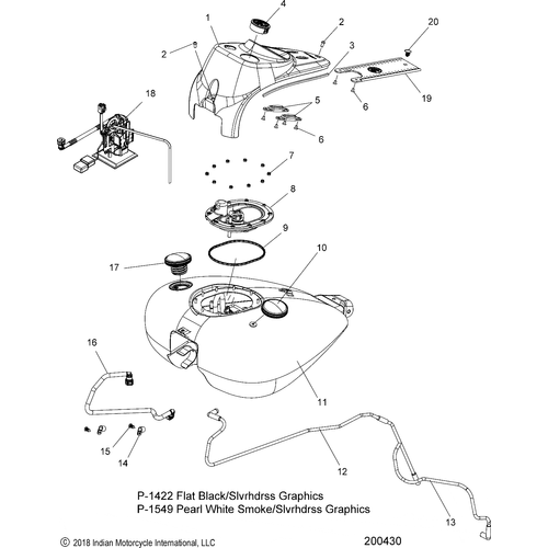 Fuel System, Fuel Tank Asm. All Options - 2019 Indian Springfield Dark Horse Schematic-25300 OEM Schematic