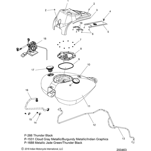 Fuel System, Fuel Tank Asm. All Options - 2019 Indian Springfield Schematic-25363 OEM Schematic