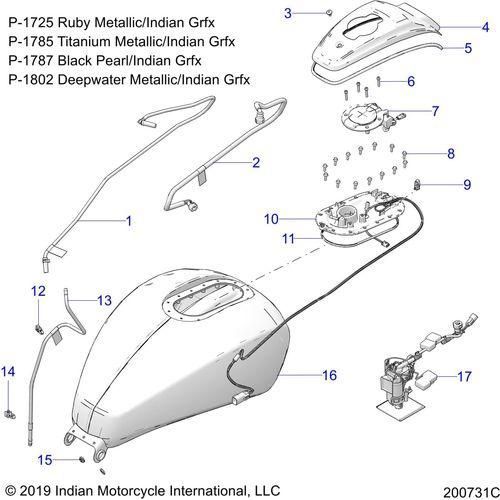 Fuel System, Fuel Tank Asm. All Options - 2020 Indian Challenger Base/Limited Schematic-25237 OEM Schematic