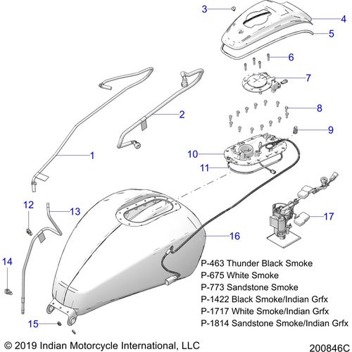 Fuel System, Fuel Tank Asm. All Options - 2020 Indian Challenger Dark Horse Schematic-25165 OEM Schematic