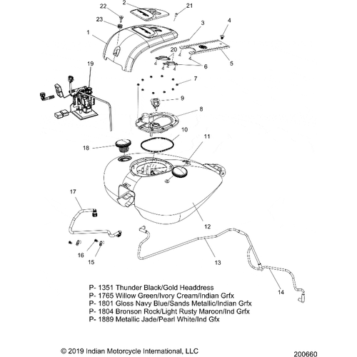 Fuel System, Fuel Tank Asm. All Options - 2020 Indian Chieftain Classic Schematic-24954 OEM Schematic