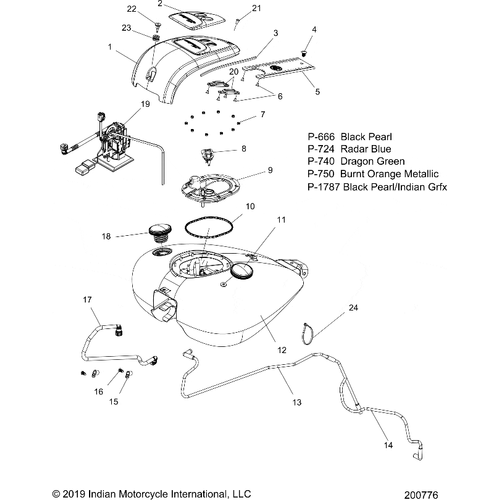 Fuel System, Fuel Tank Asm. All Options - 2020 Indian Chieftain Premium Schematic-24731 OEM Schematic