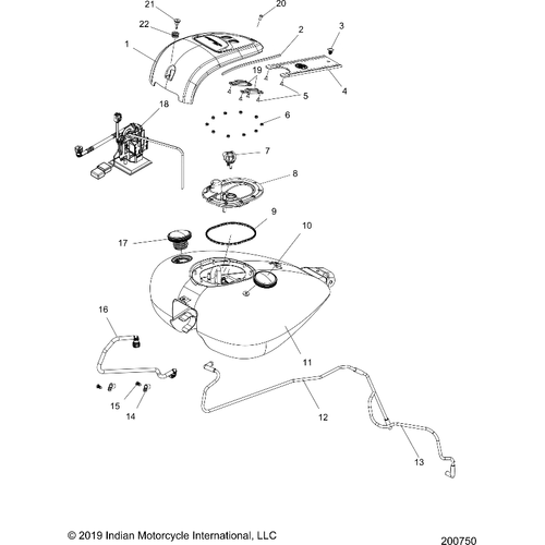 Fuel System, Fuel Tank Asm. All Options - 2020 Indian Chieftain Standard Titanium Smoke Schematic-24580 OEM Schematic