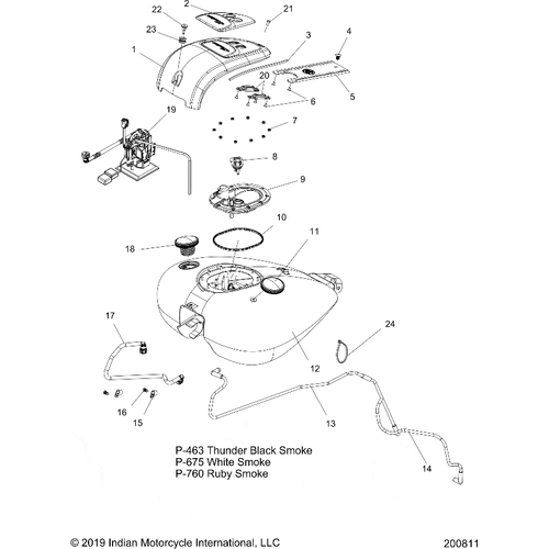 Fuel System, Fuel Tank Asm. All Options - 2020 Indian Roadmaster Dark Horse Schematic-24348 OEM Schematic