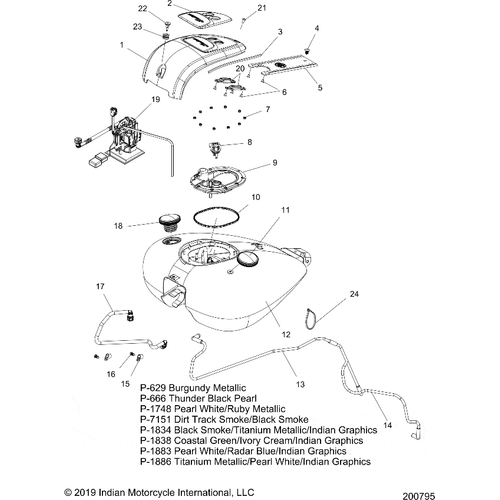 Fuel System, Fuel Tank Asm. All Options - 2020 Indian Roadmaster Premium Schematic-24183 OEM Schematic