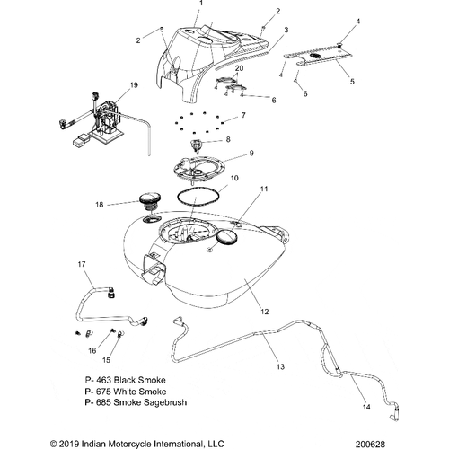 Fuel System, Fuel Tank Asm. All Options - 2020 Indian Springfield Dark Horse Schematic-23890 OEM Schematic