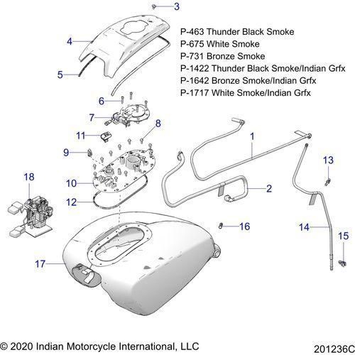 Fuel System, Fuel Tank Asm. All Options - 2021 Indian Challenger Dark Horse Schematic-23757 OEM Schematic