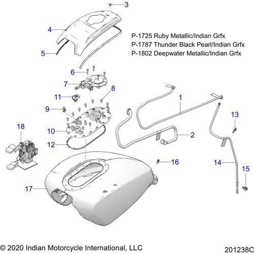 Fuel System, Fuel Tank Asm. All Options - 2021 Indian Challenger Limited Schematic-23687 OEM Schematic