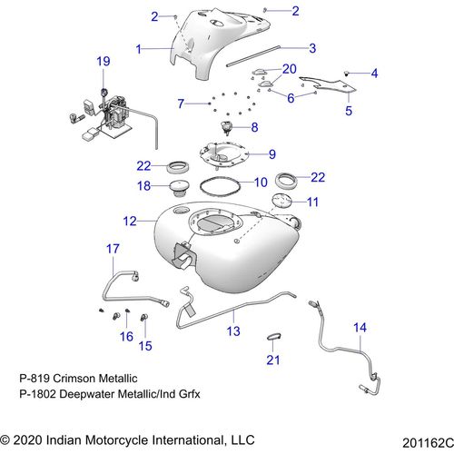 Fuel System, Fuel Tank Asm. All Options - 2021 Indian Chief Vintage Premium 116 Schematic-23322 OEM Schematic