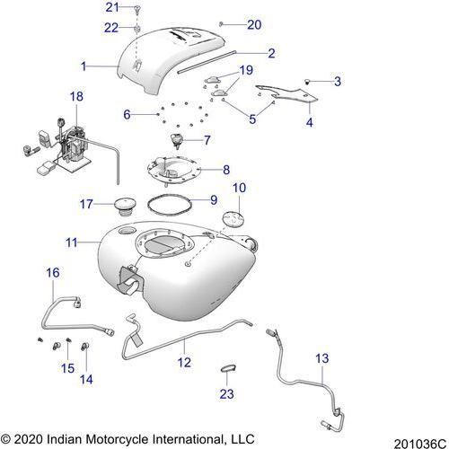 Fuel System, Fuel Tank Asm. All Options - 2021 Indian Chieftain Standard 116 Schematic-22951 OEM Schematic