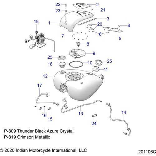 Fuel System, Fuel Tank Asm. All Options - 2021 Indian Roadmaster Limited Schematic-22707 OEM Schematic