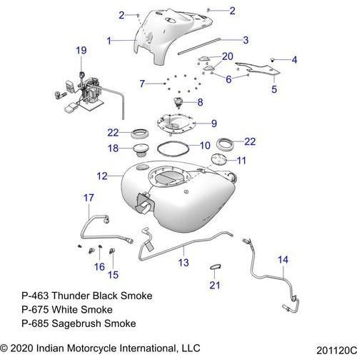 Fuel System, Fuel Tank Asm. All Options - 2021 Indian Springfield Dark Horse Intl Schematic-22187 OEM Schematic