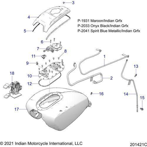 Fuel System, Fuel Tank Asm. All Options - 2022 Indian Challenger Limited Schematic-21984 OEM Schematic