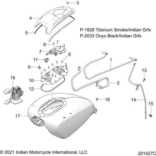 Fuel System, Fuel Tank Asm. All Options - 2022 Indian Challenger Standard Schematic-21963 OEM Schematic