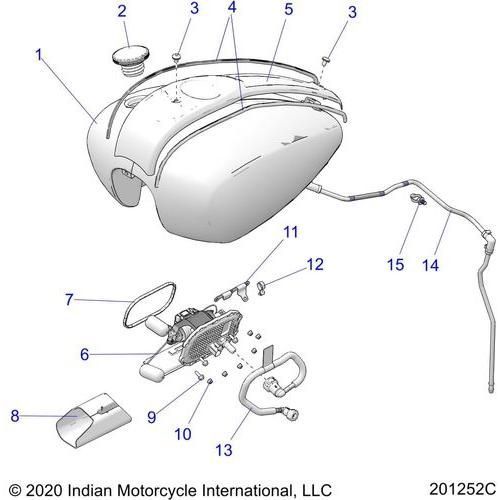 Fuel System, Fuel Tank Asm. All Options - 2022 Indian Chief Bobber 111 Schematic-21828 OEM Schematic