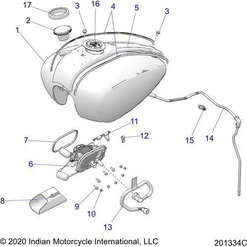 Fuel System, Fuel Tank Asm. All Options - 2022 Indian Chief Dark Horse 116 Schematic-21654 OEM Schematic