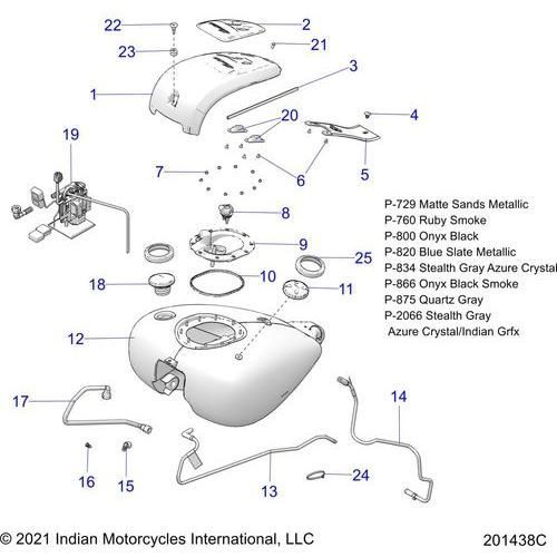 Fuel System, Fuel Tank Asm. All Options - 2022 Indian Chieftain Dark Horse Schematic-21583 OEM Schematic