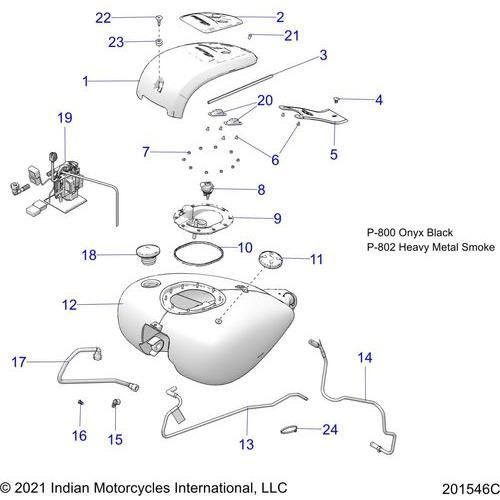 Fuel System, Fuel Tank Asm. All Options - 2022 Indian Chieftain Elite Schematic-21504 OEM Schematic