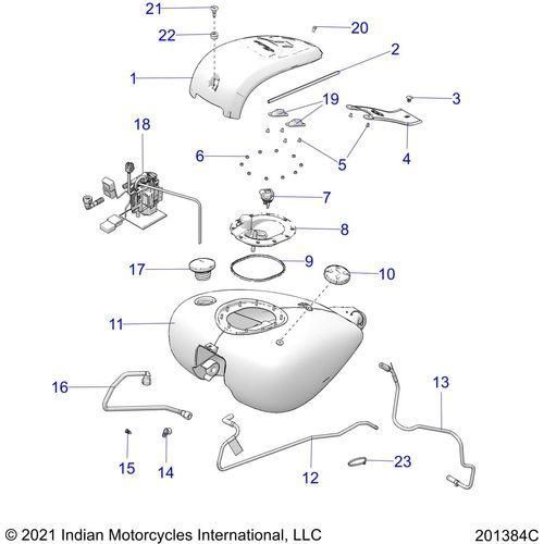 Fuel System, Fuel Tank Asm. All Options - 2022 Indian Chieftain Standard 116 Schematic-21282 OEM Schematic