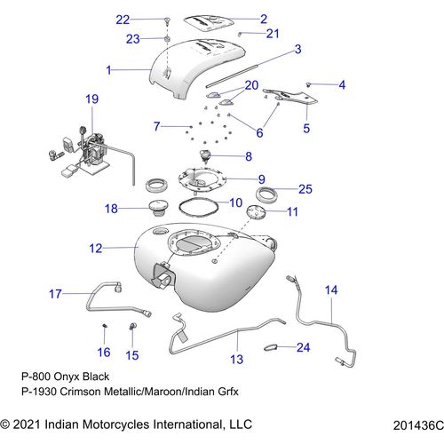 Fuel System, Fuel Tank Asm. All Options - 2022 Indian Roadmaster Schematic-20872 OEM Schematic