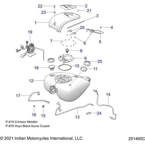 Fuel System, Fuel Tank Asm. All Options - 2022 Indian Roadmaster Premium Schematic-20710 OEM Schematic