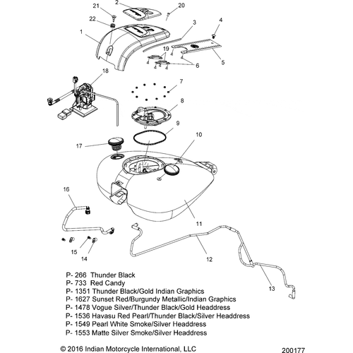 Fuel System, Fuel Tank Asm. N17tce All Options - 2017 Indian Chieftain Limited/Elite Schematic-27372 OEM Schematic