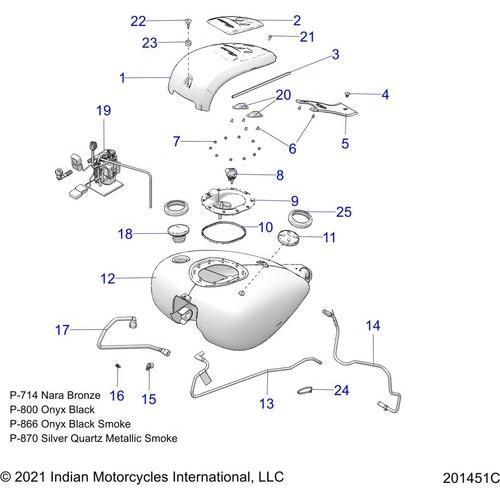 Fuel System, Fuel Tank Asm. N22tkdbb All Options - 2022 Indian Roadmaster Dark Horse Schematic-20793 OEM Schematic