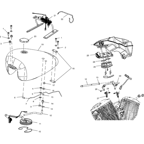 Fuel System, Fuel Tank, Lines And Throttle Body - 2003 Victory Ca Touring Cruiser All Options - V03Tb16 Schematic 5747 OEM Schematic