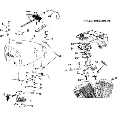Fuel System, Fuel Tank, Lines And Throttle Body - 2006 Victory Ca Touring Cruiser All Options - V06Tb16 Schematic 5135 OEM Schematic