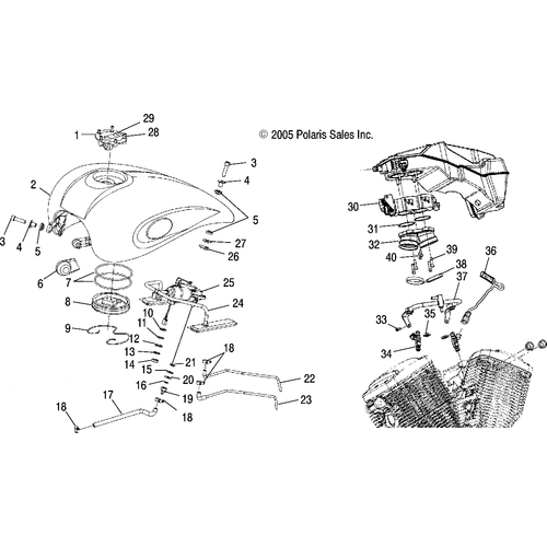 Fuel System, Fuel Tank, Lines And Throttle Body - 2006 Victory Vegas Jackpot All Options - V06Xb26 Schematic 5182 OEM Schematic