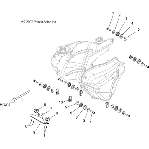 Fuel System, Fuel Tank Mounting - 2009 Victory Vision Street/Ness/Touring/10Th Ann. - V09Sb36/Sc36/Sd36/Sz36 Schematic 4528 OEM Schematic