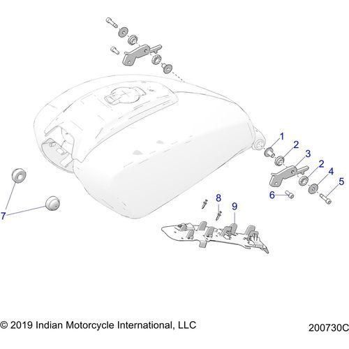 Fuel System, Fuel Tank Mounting All Options - 2020 Indian Challenger Base/Limited Schematic-25288 OEM Schematic