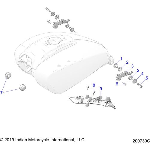 Fuel System, Fuel Tank Mounting All Options - 2021 Indian Challenger Limited Schematic-23740 OEM Schematic