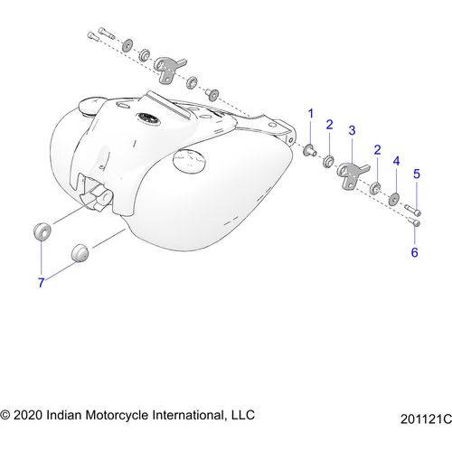 Fuel System, Fuel Tank Mounting All Options - 2021 Indian Chief Vintage Premium 116 Schematic-23382 OEM Schematic