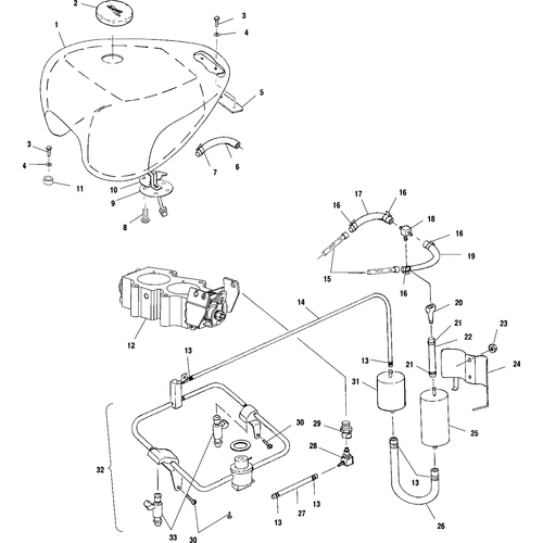 Fuel System, Fuel Tank, Pump, Rails And Throttle Body - 2000 Victory Sport Cruiser - V00Cs15Dc Schematic 8038 OEM Schematic