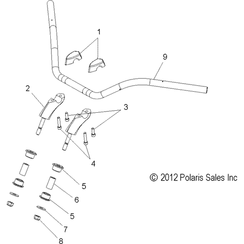 Handlebar, Beach, Chrome by Polaris 1018386-156 Handlebars