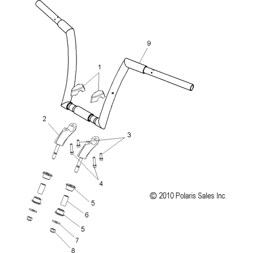 Handlebar, Mtr., Ape, Mini Tex Black by Polaris 1018152-595 Handlebars
