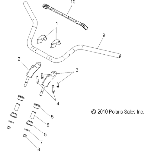 Handlebar, Pullback, Mini Tex Black [8 Ball] by Polaris 5336128-595 Handlebars