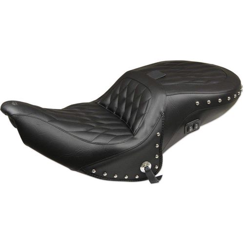 Heated Touring One-Piece Seat w/Driver Backrest Black by Mustang Seats