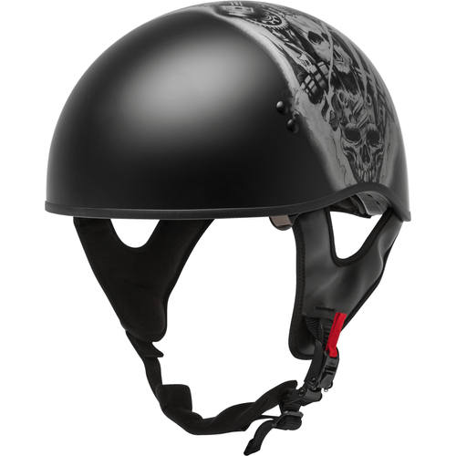 Western Powersports Drop Ship Half Helmet 2X / Black/Silver HH-65 Naked Tormentor Helmet by GMAX H1658078