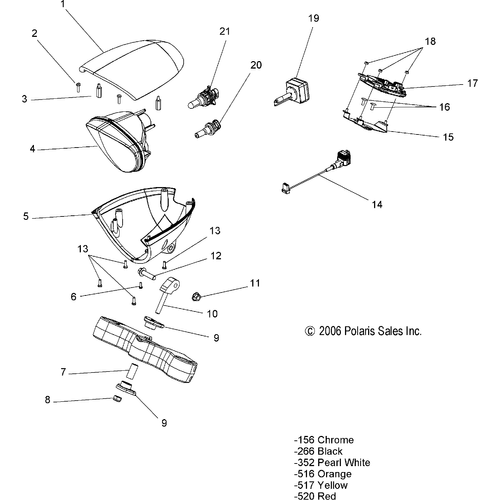 Housing, Bucket, Lower by Polaris 5135014-517 Headlight Bucket