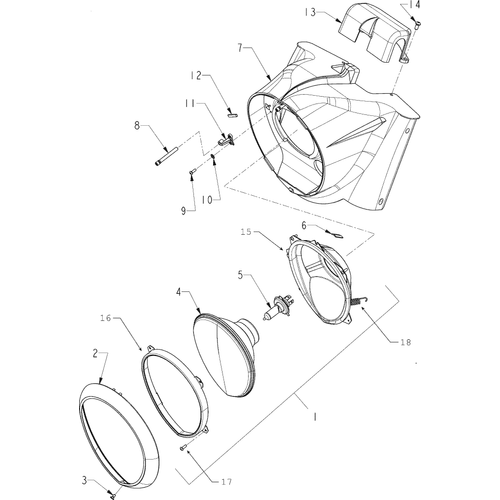 Housing Headlight Fl Turn Chr by Polaris N51300085 Headlight Bucket