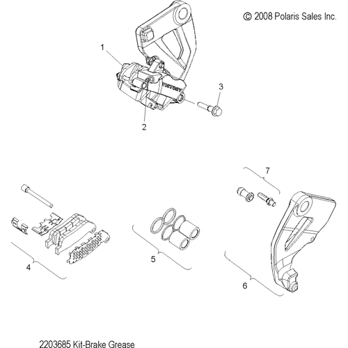 Kit, Bracket Set [Incl. Bolt Pin, Bracket, Pin Bush Boot, B-Boot (Not Shown)] by Polaris 2203682 OEM Screw