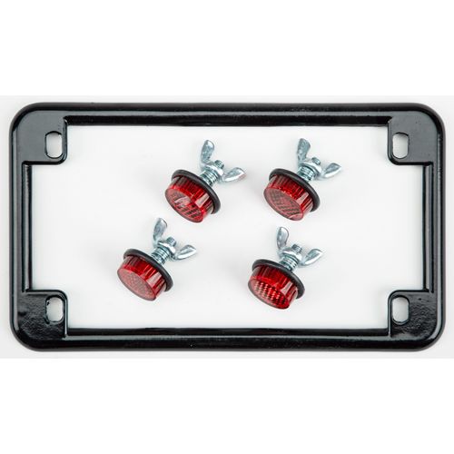 Western Powersports License Plate Frame License Plate Frame W/4 Red Reflectors Black by Chris Products 0612