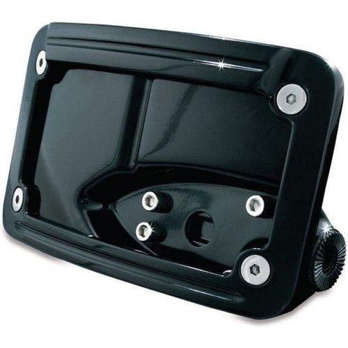 Tucker Rocky License Plate Mount License Plate Side Mount Horizontal Gloss Black Illuminated Curved Style by Kuryakyn 3125