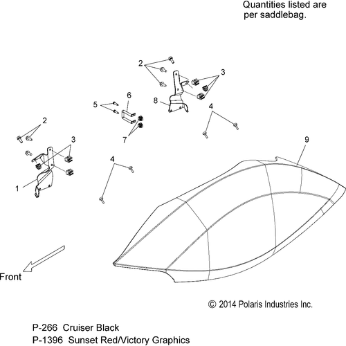 Lid, Outer Saddlebag, LH [Incl. 4] by Polaris 5437637-1396 Saddlebag Lid