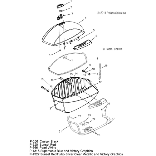 Lid, Saddlebag, LH by Polaris 5438482-1315 Saddlebag Lid