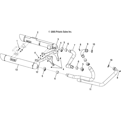 Manifold, Exhaust, Rear by Polaris 1261087 Exhaust Mount